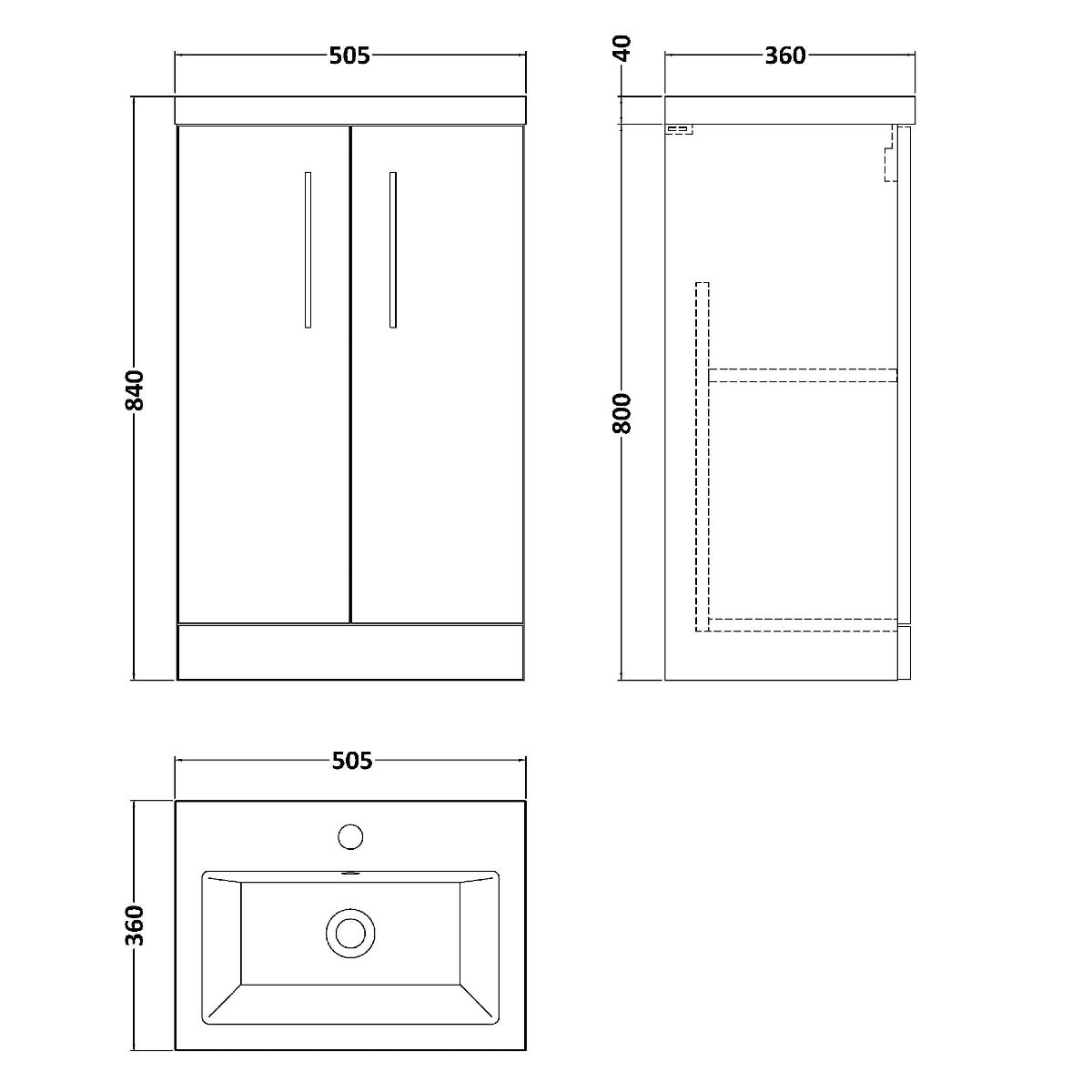 Fairford Aspri 2 500mm Nu Blue Floor Standing Vanity Unit