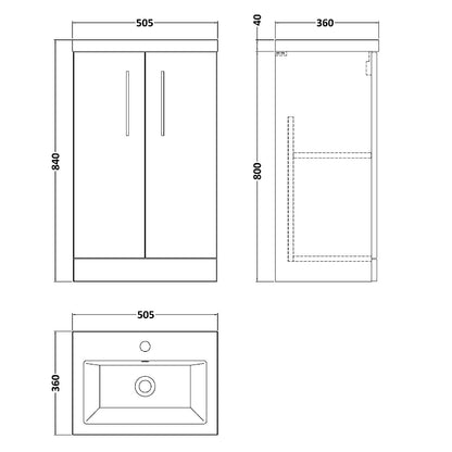 Fairford Aspri 2 500mm Nu Blue Floor Standing Vanity Unit