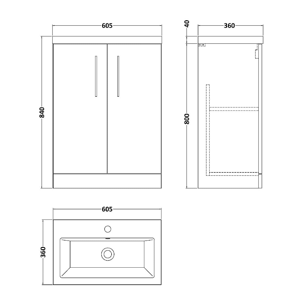 Fairford Aspri 2 600mm Nu Blue Floor Standing Vanity Unit