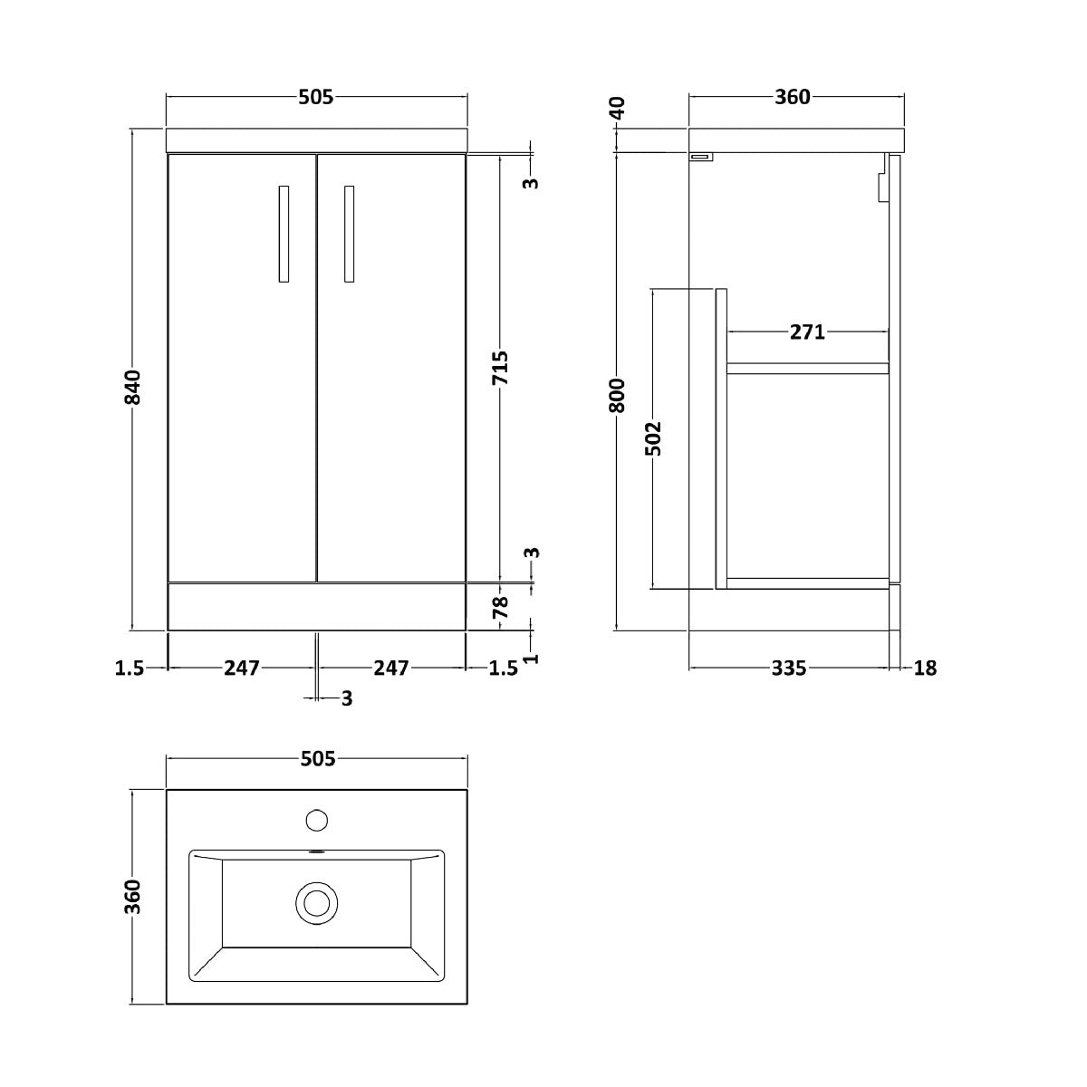 Fairford Aspri 2 500mm Solace Oak Floor Standing Vanity Unit