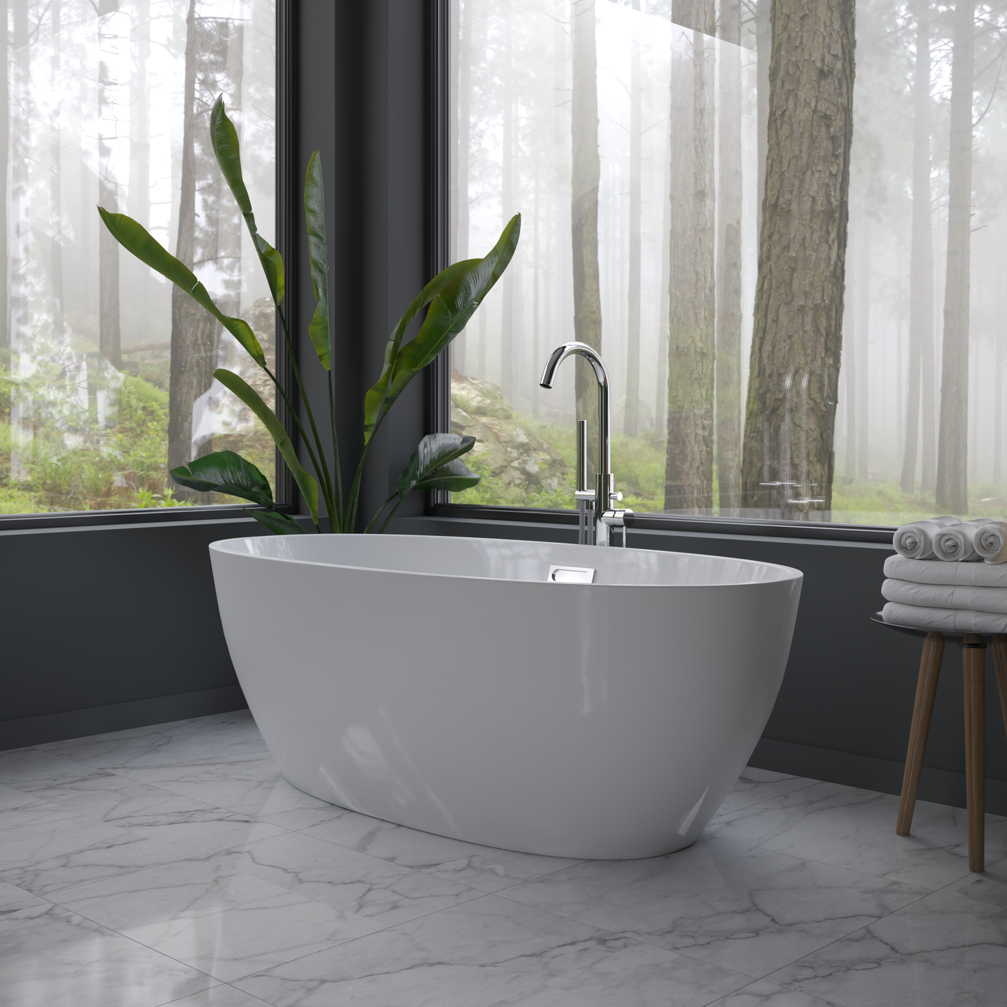 Rivato Palermo 1700mm x 800mm x 580mm Gloss White Freestanding Shower Bath