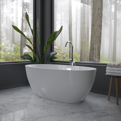 Rivato Palermo 1700mm x 800mm x 580mm Gloss White Freestanding Shower Bath