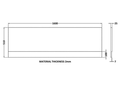 Fairford Acrylic Straight Side Panel 1600mm
