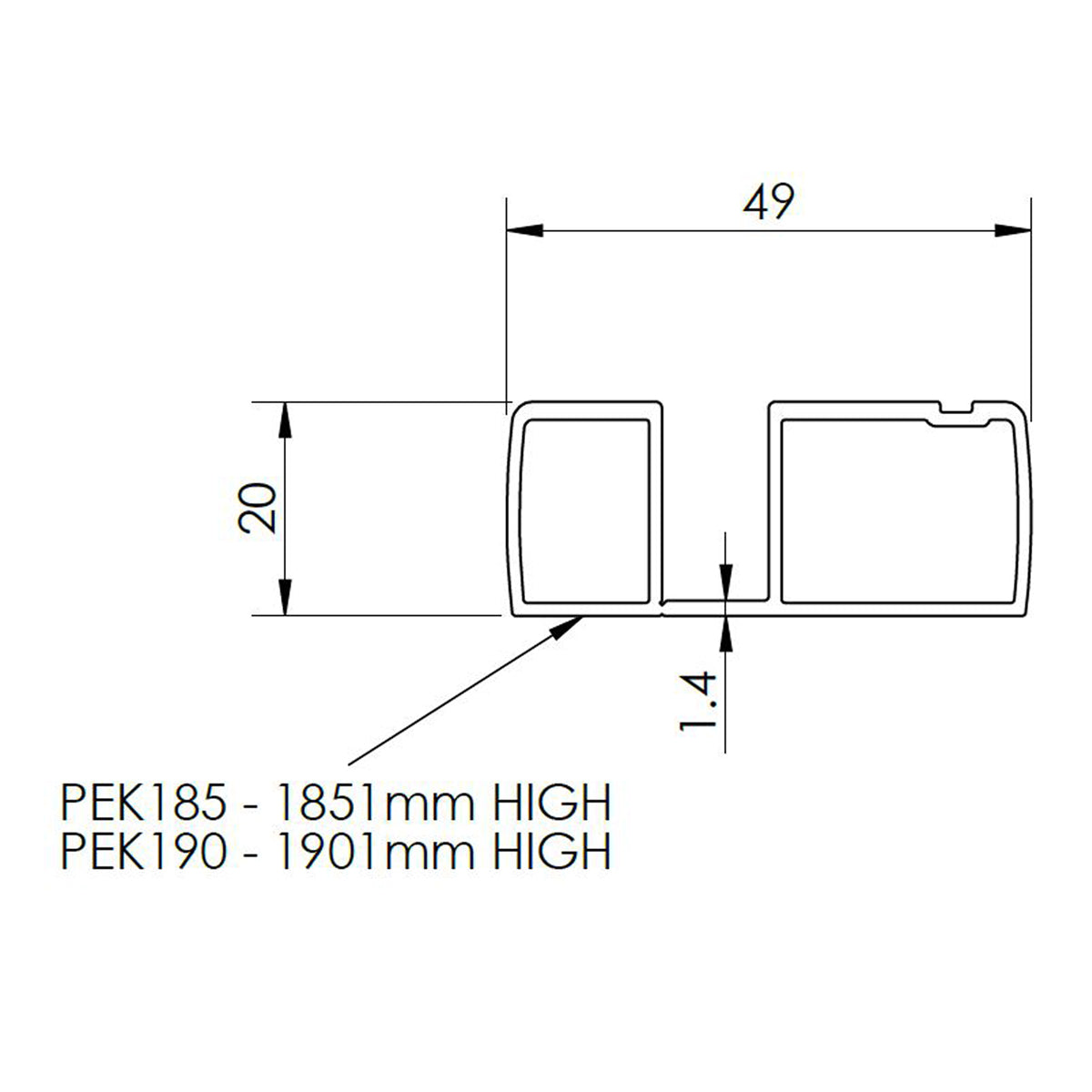 Fairford Chrome Extension Profile for 8mm Shower Doors