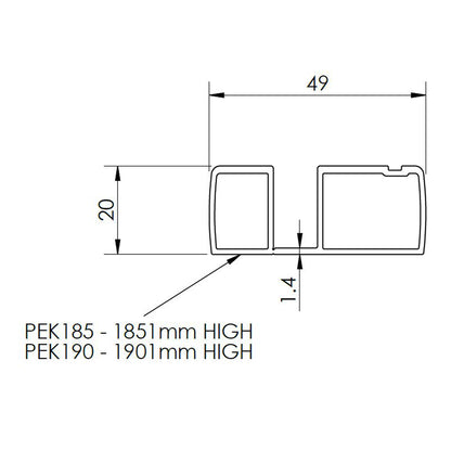 Fairford Chrome Extension Profile for 8mm Shower Doors