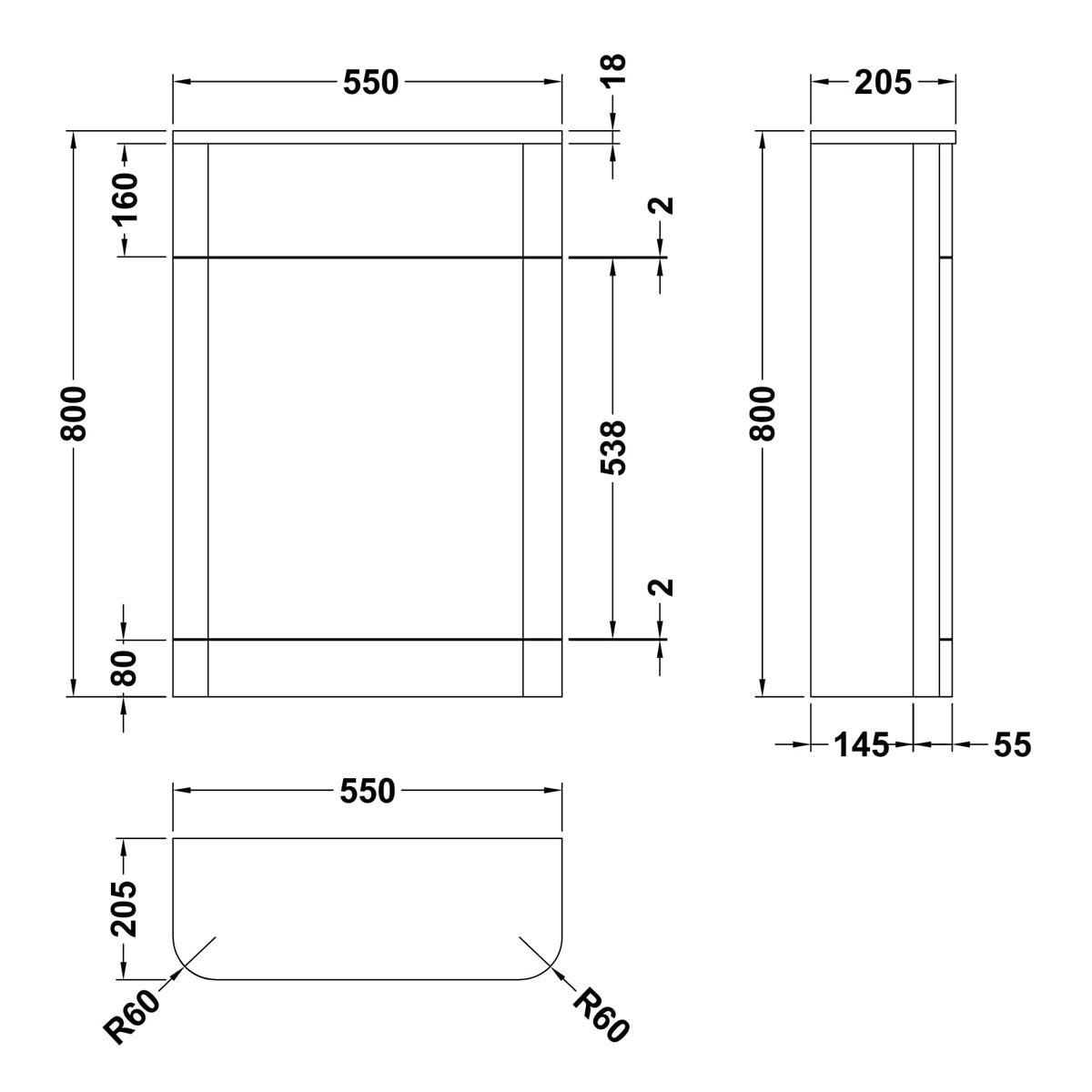 Fairford Flow 550mm Satin Anthracite WC Unit
