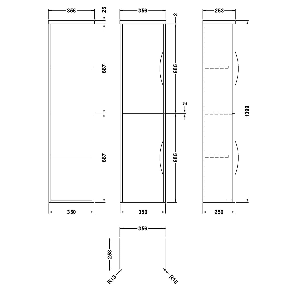 Fairford Flow 350mm Satin Green Tall Storage Unit