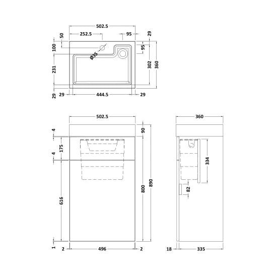 Fairford Carnation 500mm Bleached Oak 2 in 1 WC Unit & Basin