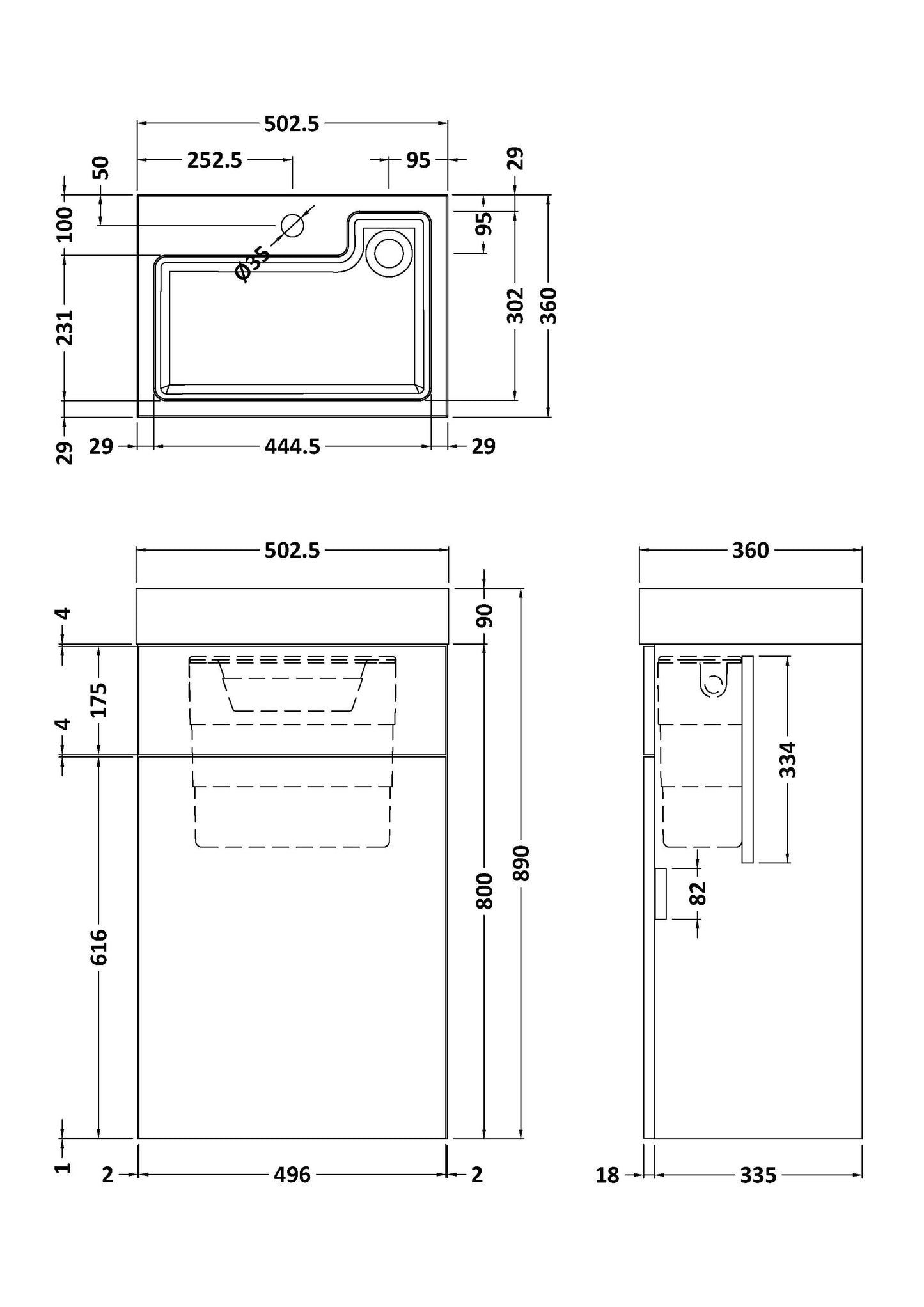 Fairford Carnation 500mm Grey Avola WC and Basin Combination Unit