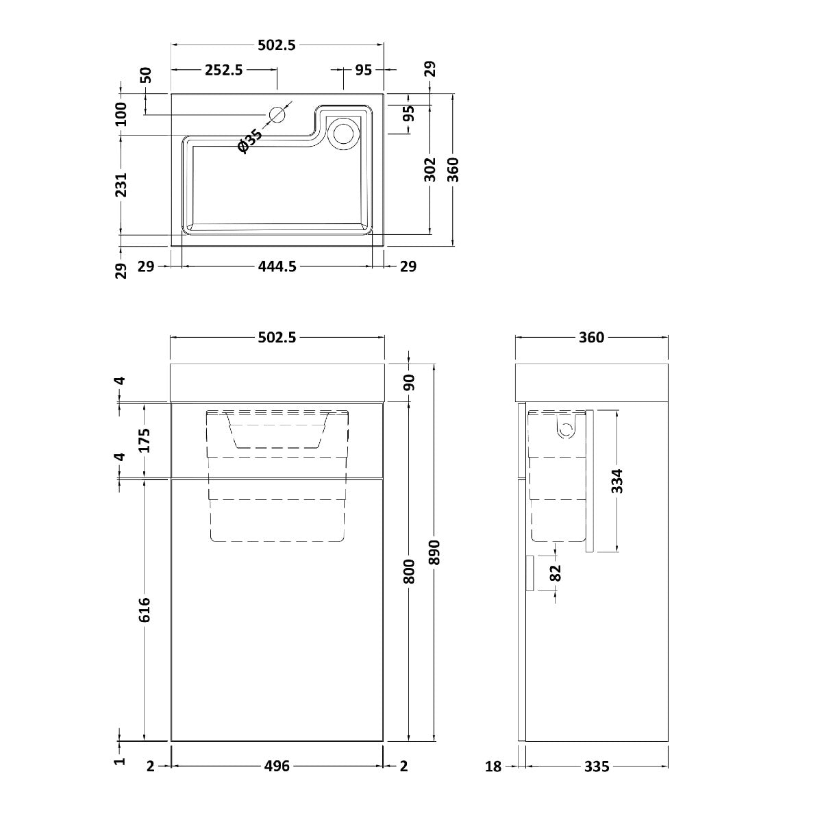 Fairford Carnation 500mm Gloss Grey WC and Basin Combination Unit