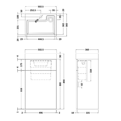 Fairford Carnation 500mm Gloss Grey WC and Basin Combination Unit