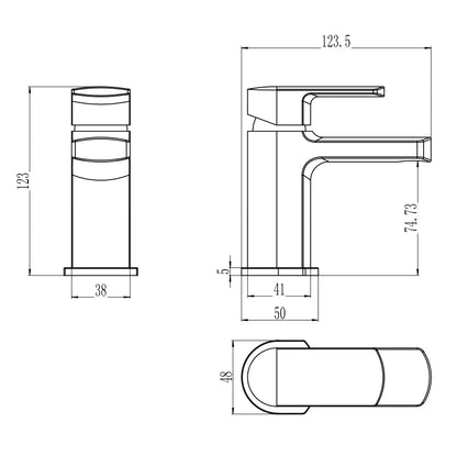 Rivato Brenta Mini Basin Mixer with Push Button Waste