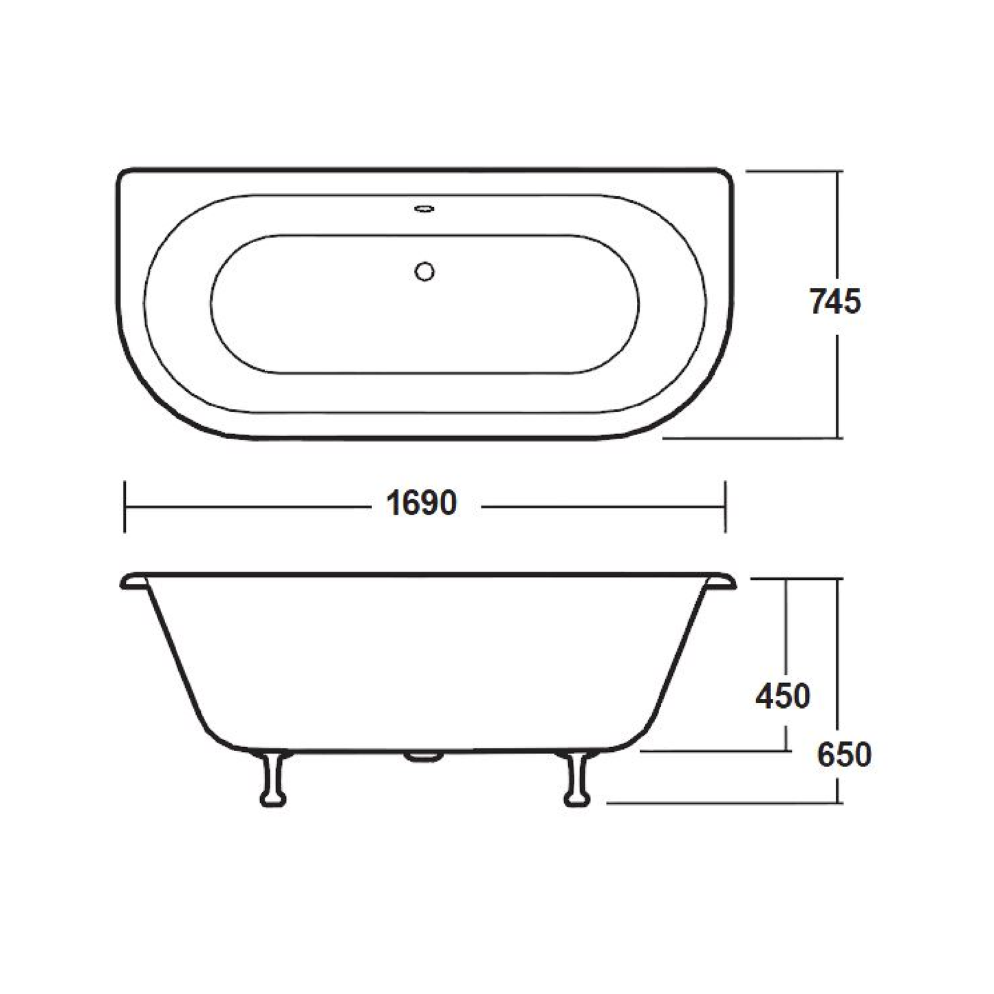 Fairford Warkworth 1700mm Freestanding Baths - Various Feet Options-Deacon Feet