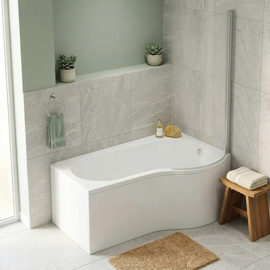 Fairford 1700 x 850 RH P Shape Bath with Screen and Panel