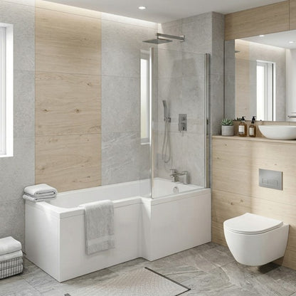 Fairford 1500 x 850mm RH L Shape Bath with Screen and Panel