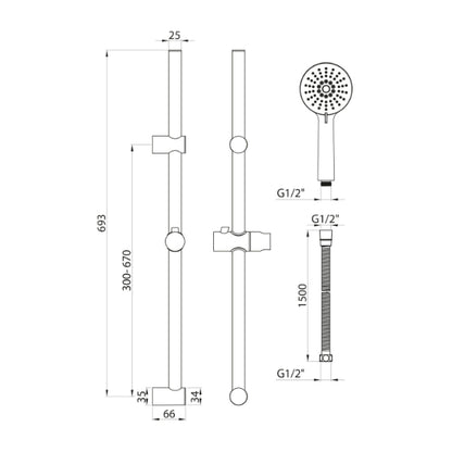 Fairford Middleton Slide Rail Kit - Chrome