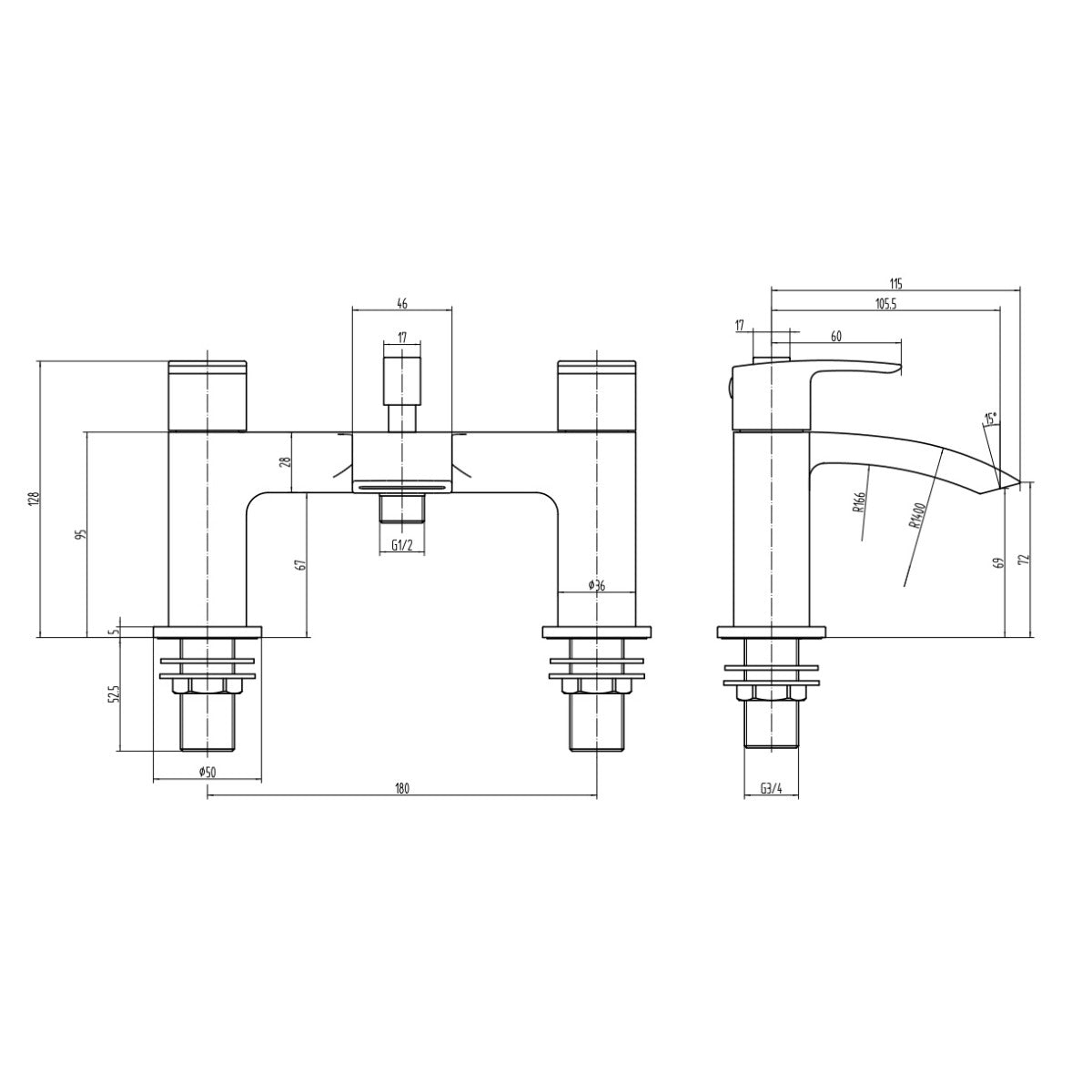 Rivato Reno Bath Shower Mixer
