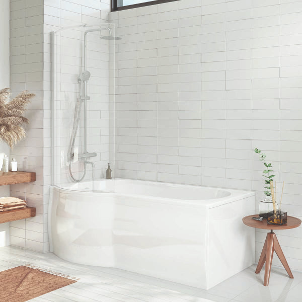 Fairford Chrome P Shaped Bath Screen