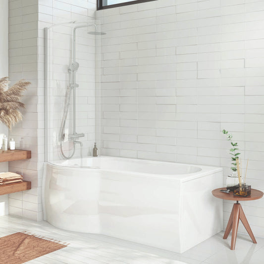 Fairford Chrome P Shaped Bath Screen