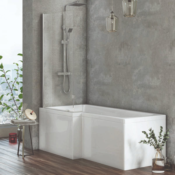Fairford Chrome L Shape Bath Screen