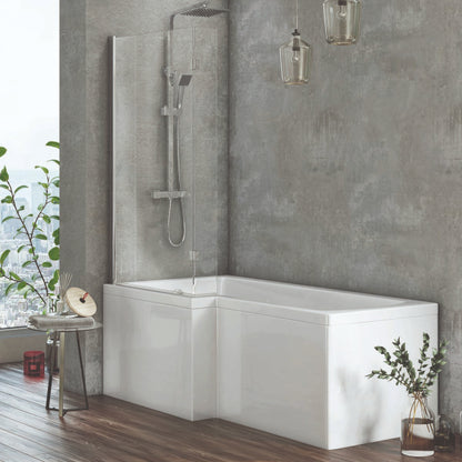 Fairford Chrome L Shape Bath Screen