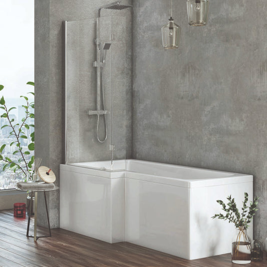 Fairford Chrome L Shape Bath Screen