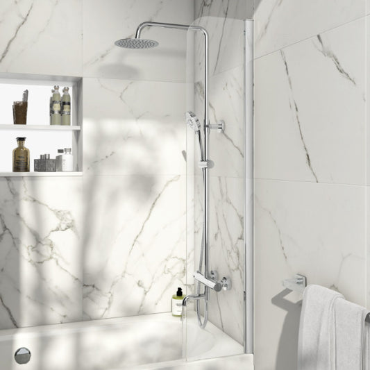 Fairford Chrome 300mm Fixed Bath Screen