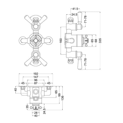 Fairford Tamber Exposed Thermostatic Triple Shower Valve, 2 Outlet