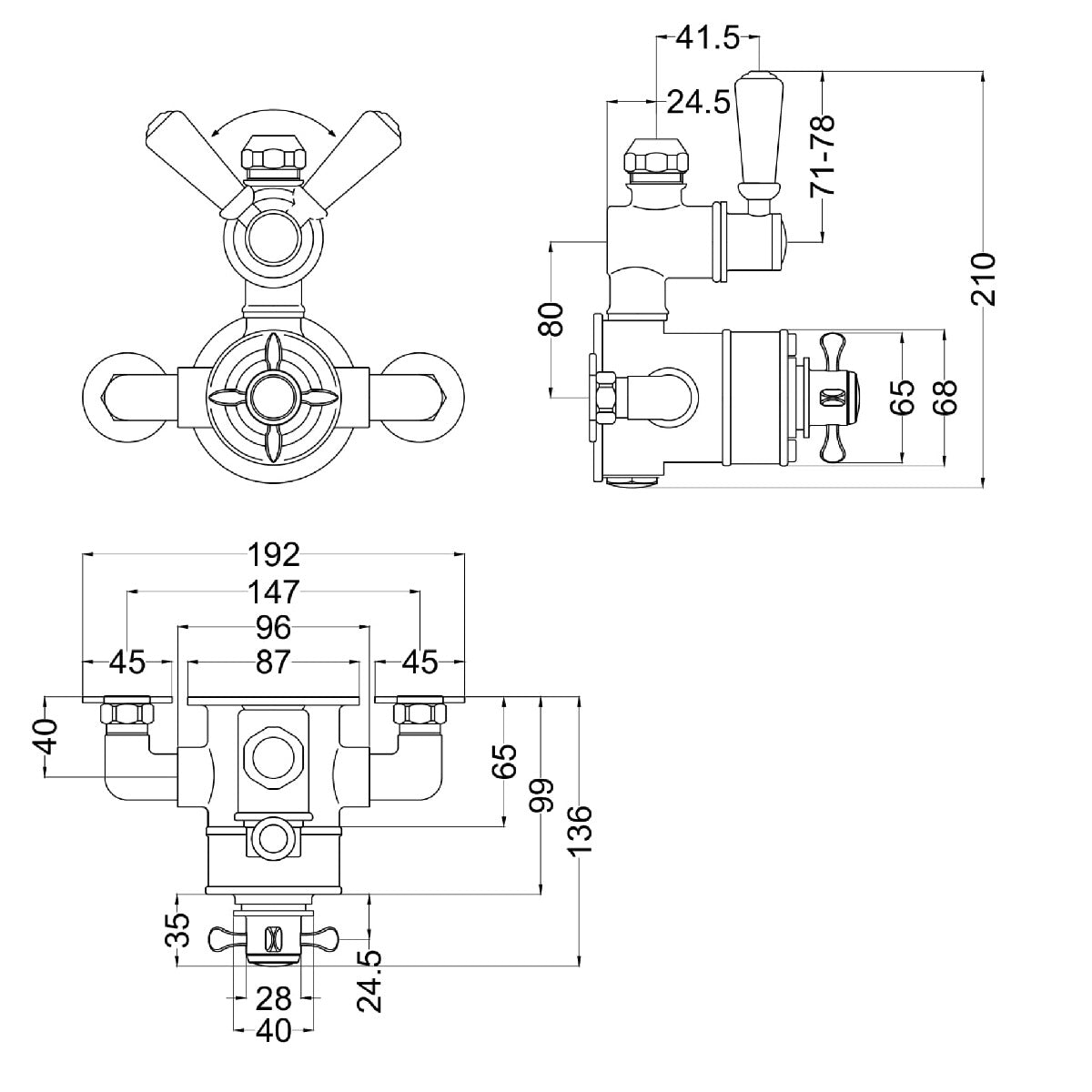 Fairford Tamber Exposed Thermostatic Shower Valve with Diverter, 2 Outlet