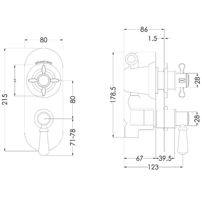 Fairford Tamber Concealed Twin Shower Valve with Diverter, 2 Outlet