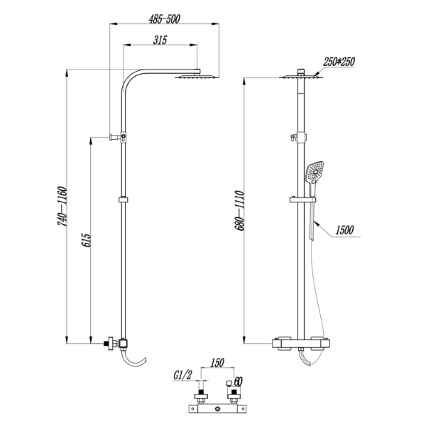 Fairford Fiorena Chrome Exposed Shower Kit