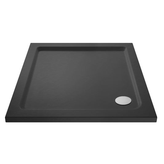 Rivato Slate Grey Square Shower Tray, Corner Waste-700mm x 700mm