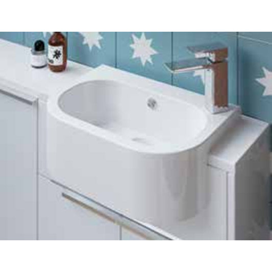 Fairford Slim Round Semi Recessed Basin - 500mm Wide - White