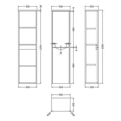 Fairford Eclipse 350mm Satin White Tall Storage Unit