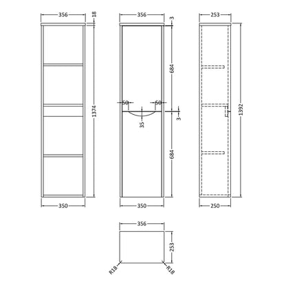 Fairford Eclipse 350mm Satin Green Tall Storage Unit