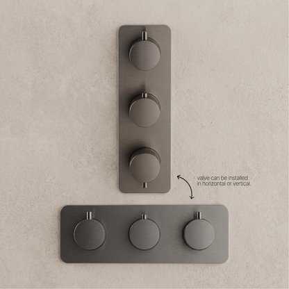 Fairford Element 7 Gunmetal Triple Shower Valve, 3 Outlet