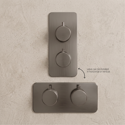 Fairford Element 7 Gunmetal Twin Shower Valve, 1 Outlet