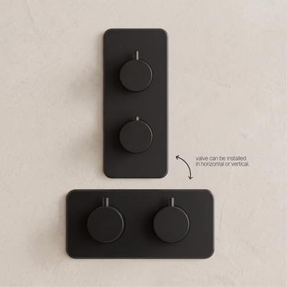 Fairford Element 7 Matt Black Twin Shower Valve, 1 Outlet
