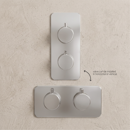 Fairford Element 7 Chrome Twin Shower Valve, 2 Outlet