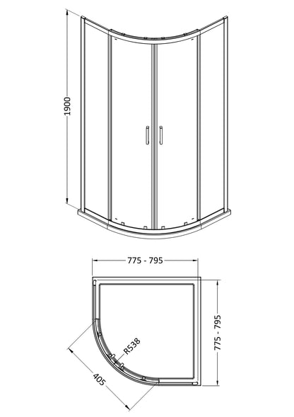 Rivato 6mm Quadrant Shower Enclosure-800mm x 800mm