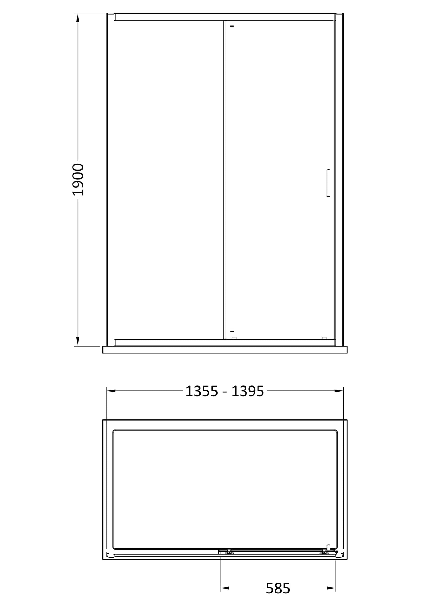 Rivato 6mm Sliding Shower Door-1400mm