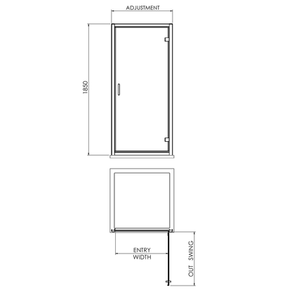 Fairford 6mm Matt Black Hinged Shower Door-700mm