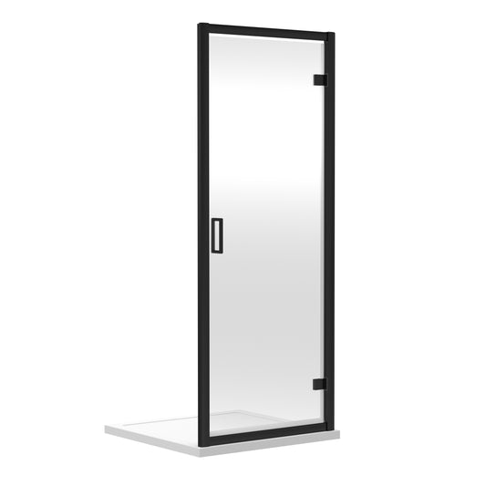 Fairford 6mm Matt Black Hinged Shower Door-700mm