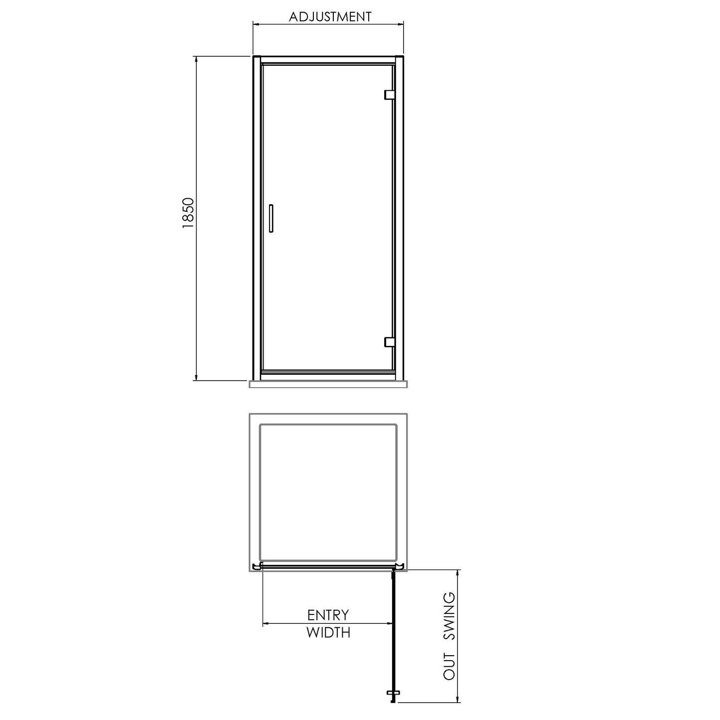 Fairford 6mm Matt Black Hinged Shower Door-800mm