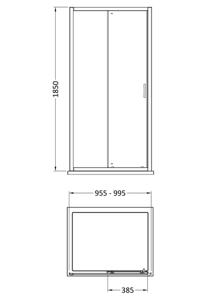 Fairford 5mm 1000mm Chrome Sliding Shower Door