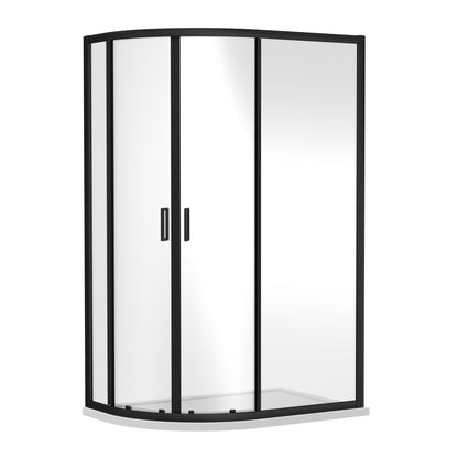 Fairford 6mm Matt Black Offset Quadrant Shower Enclosure-1200mm x 800mm