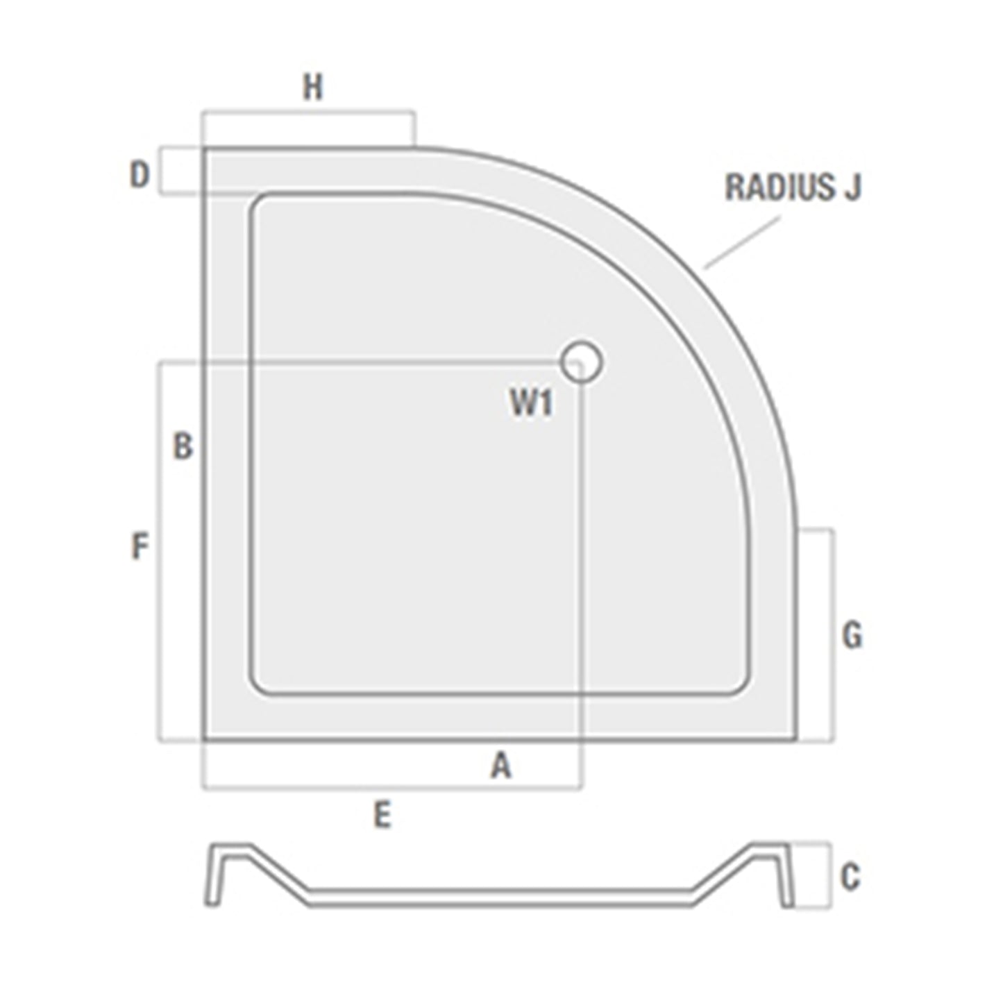 Dezine SolidStone 900 x 900mm Antislip Square Quadrant Shower Tray with Waste