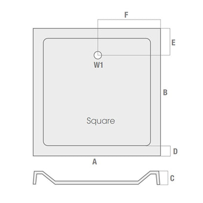Dezine SolidStone 900 x 900mm Antislip Square Shower Tray with Waste
