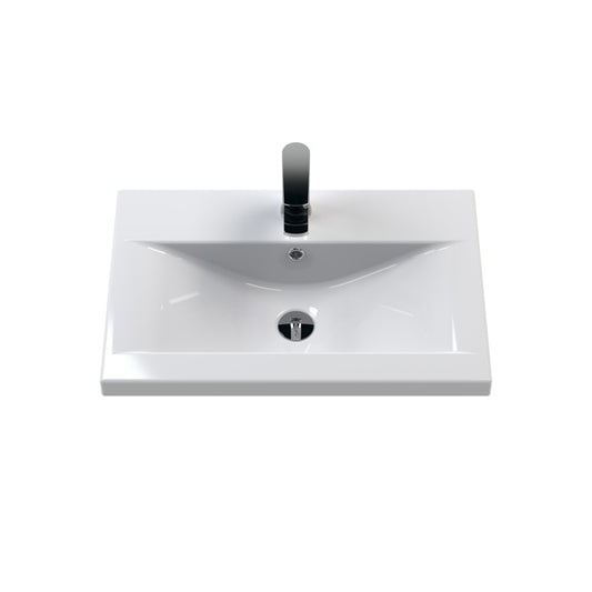 Fairford Aspri 2 600mm Gloss White Wall Hung Vanity Unit, 40mm Basin