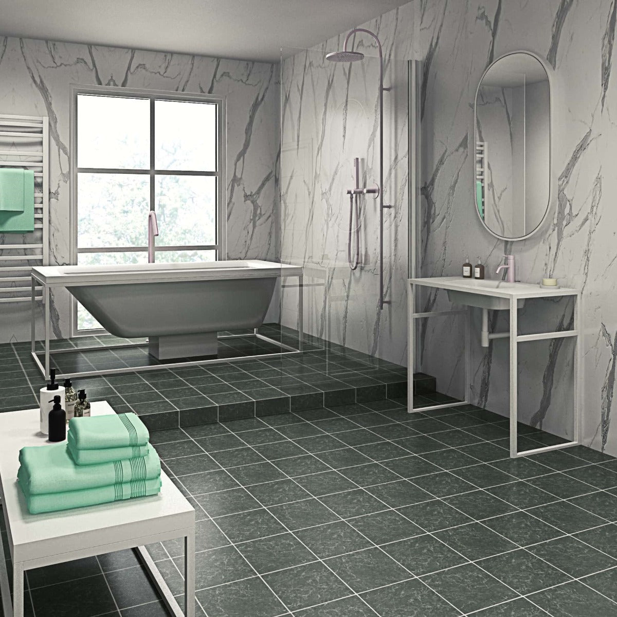 Hydraset Statuario Marble Square Edge 2400 x 1200